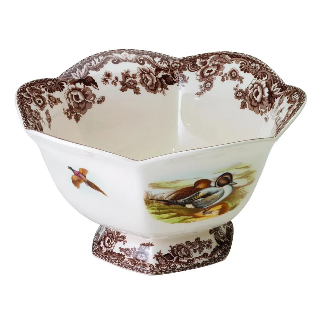 Spode Woodland Hexagonal Footed Bowl 8.5"