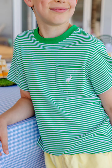 Beaufort Bonnet Carter Crewneck - Kiawah Kelly Green Stripe/Multicolor Stork