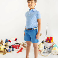 Beaufort Bonnet Prepletic Prim & Proper Polo - Sunrise Blvd Blue Stripe/Worth Ave White