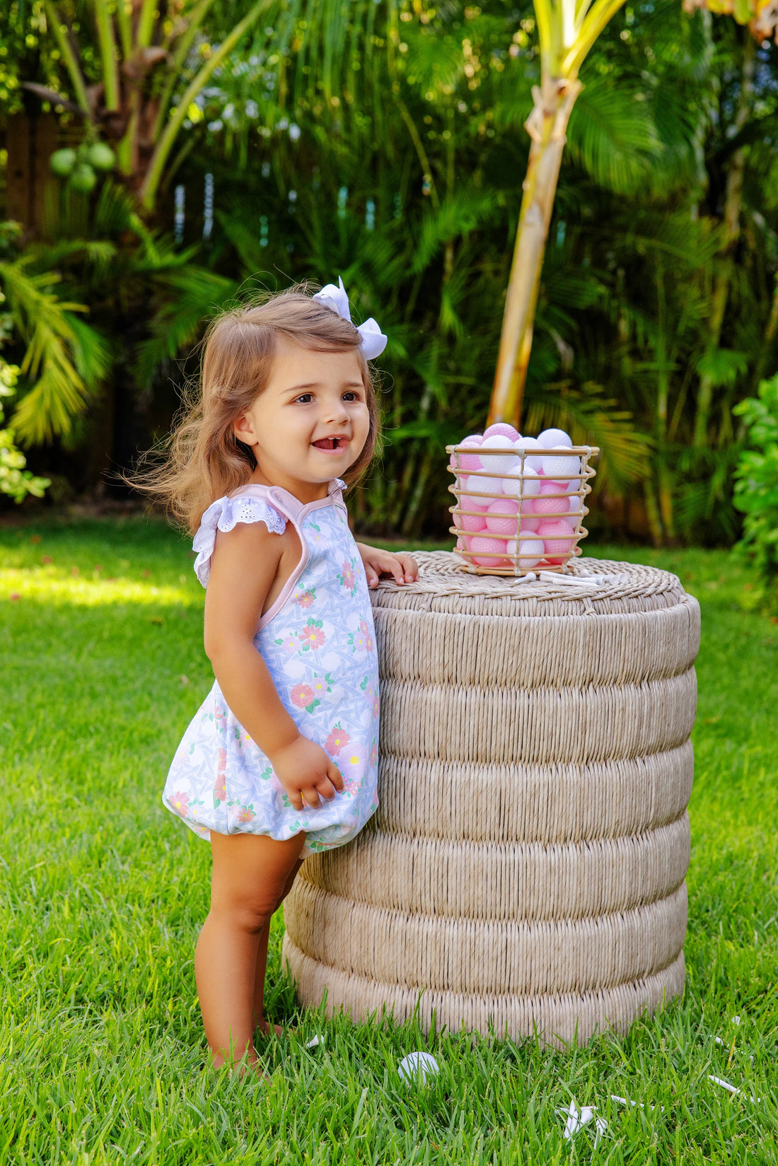 Beaufort Bonnet Saylor Sunsuit - Cayman Island Cane/Palm Beach Pink