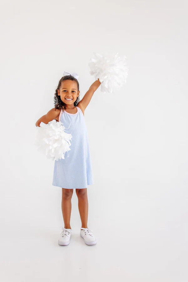Beaufort Bonnet Prepletic Little Miss Tennis Dress - Beale Street Blue Seersucker/Palm Beach Pink