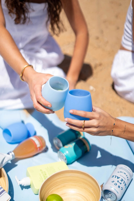 Porter Green Silicone Stemless Wine Glasses - Sky + Kingfisher