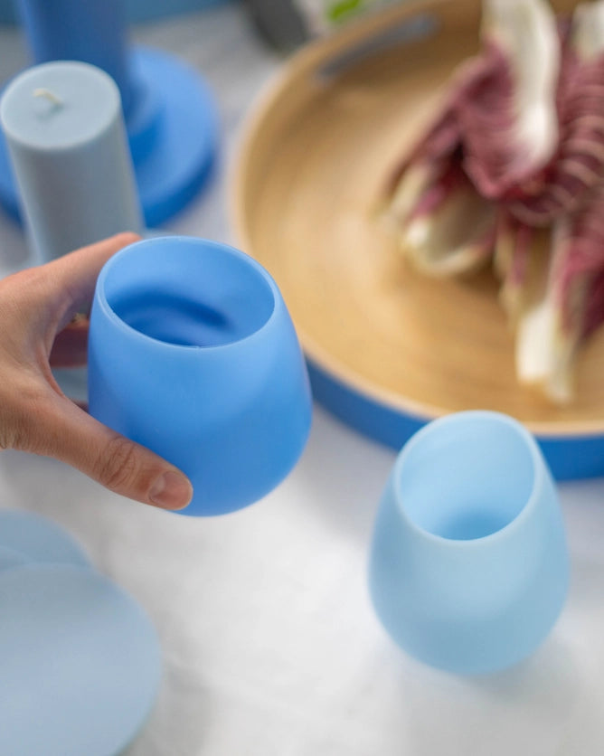 Porter Green Silicone Stemless Wine Glasses - Sky + Kingfisher