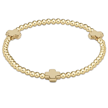 Enewton Extends Signature Cross Gold Pattern 3mm Bead Bracelet Gold