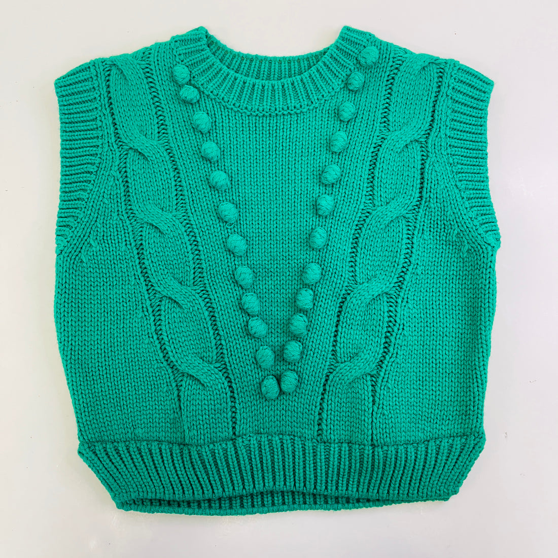 Mixed Media Cable Sweater Green