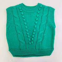 Mixed Media Cable Sweater Green