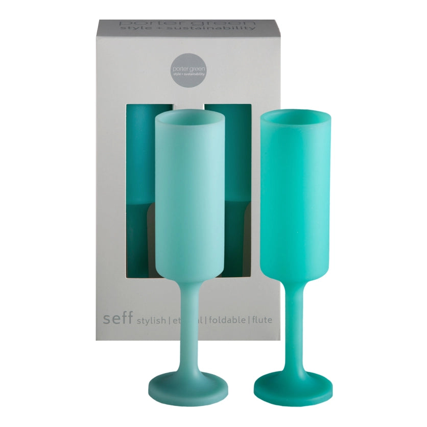 Porter Green Silicone Champagne Flutes - Pavone