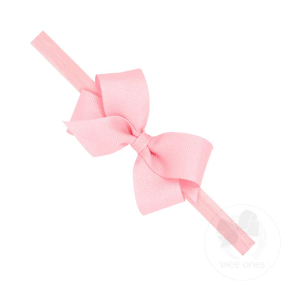 Wee Ones XSmall Bow On Matching BabyBand - Light Pink