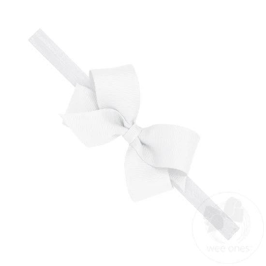 Wee Ones XSmall Bow On Matching BabyBand - White