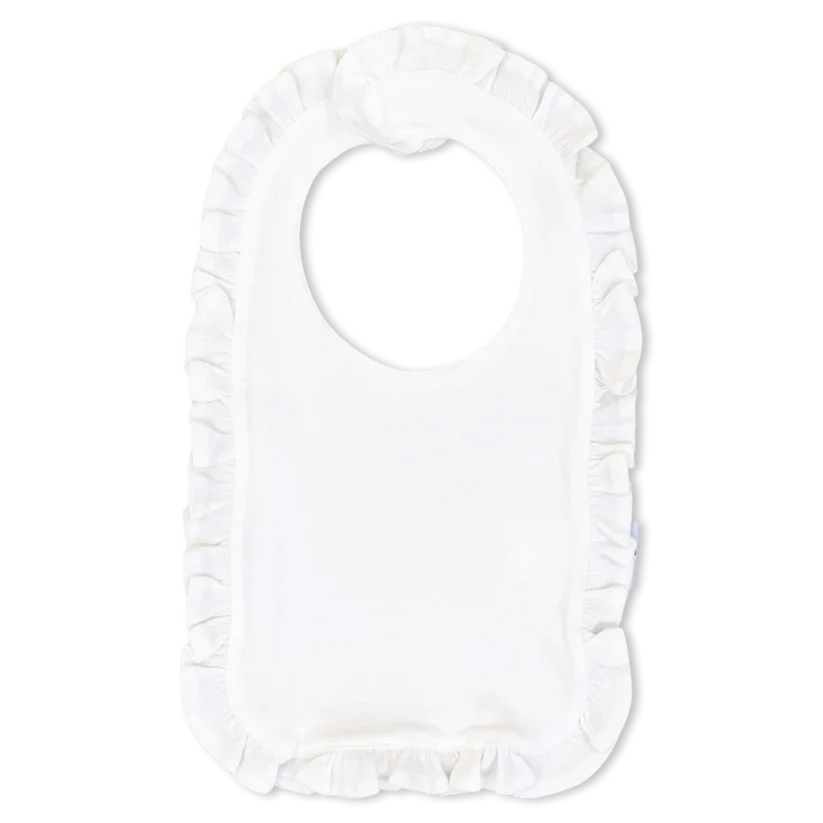 Blossom Blanks Ruffle White Bib