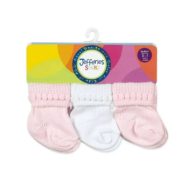 Jefferies Socks Infant Assorted White/ Pink Socks