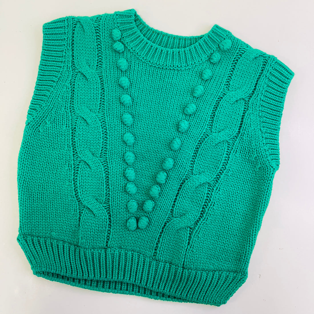 Mixed Media Cable Sweater Green