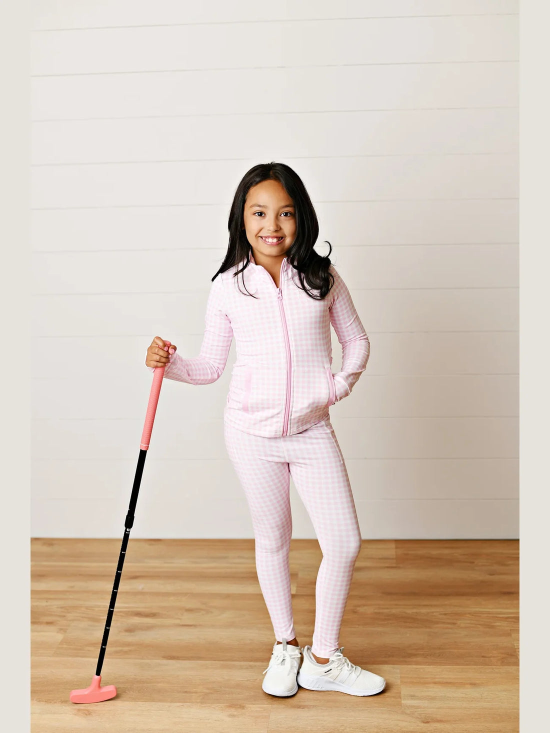 Swoon Kids Pink Gingham Active Leggings
