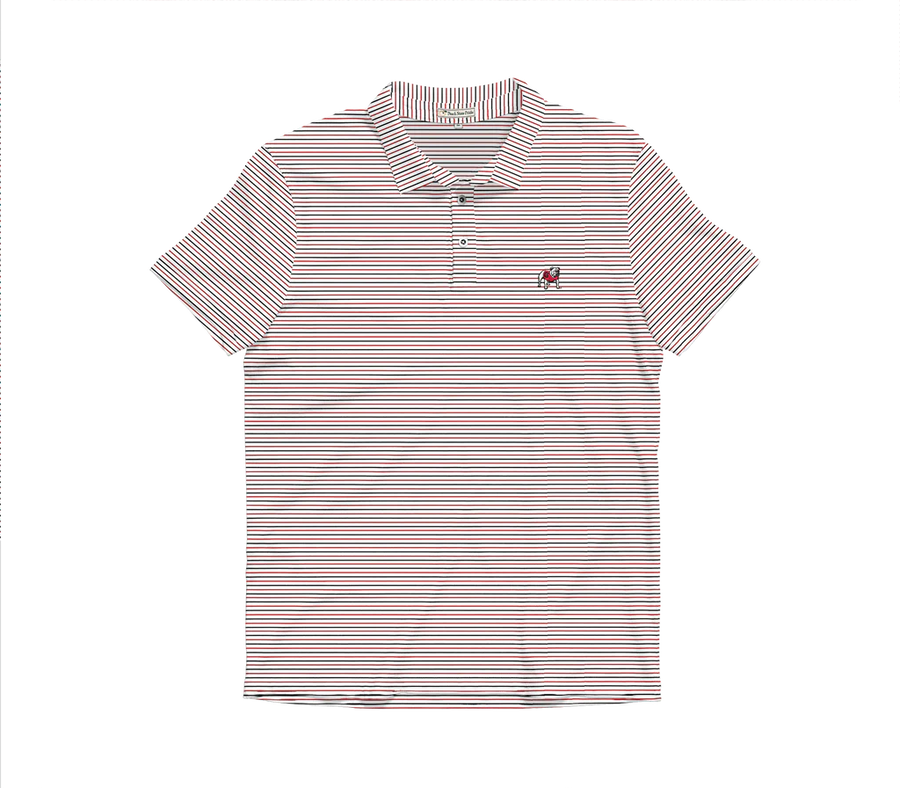 Peach State Pride Youth UGA Standing Dawg Performance Polo Red, Black & White