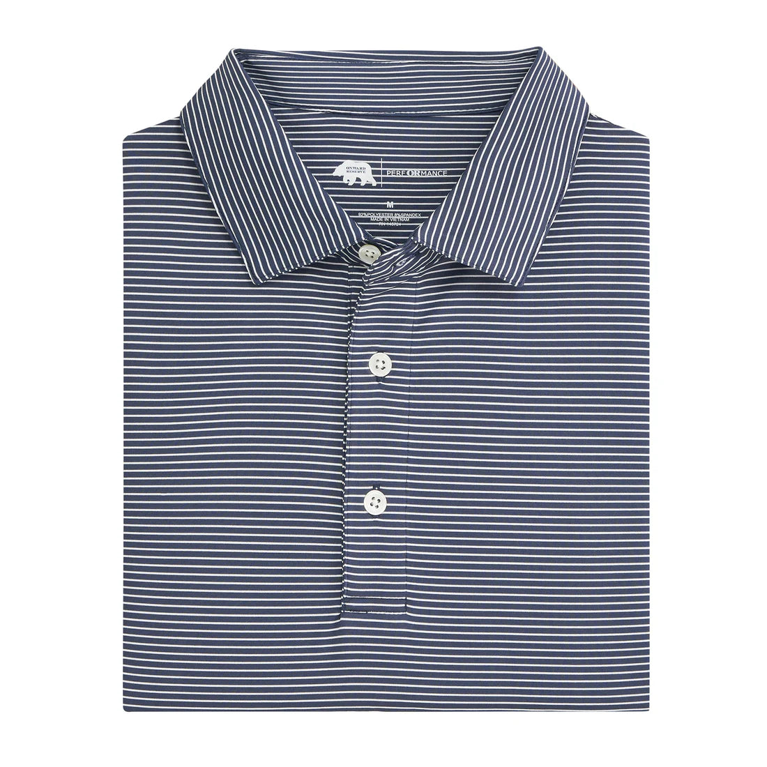 Onward Reserve Birdie Stripe Performance Polo - Dark Denim
