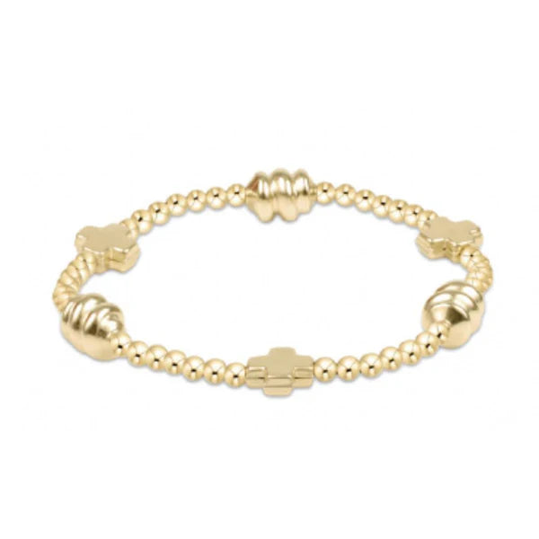 Enewton Signature Cross Admire Gold Pattern 3mm Bead Bracelet - Gold