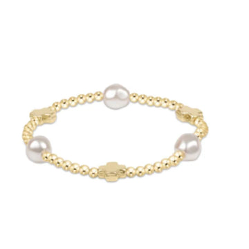 Enewton Signature Cross Admire Pearl Pattern 3mm Bead Bracelet - Gold