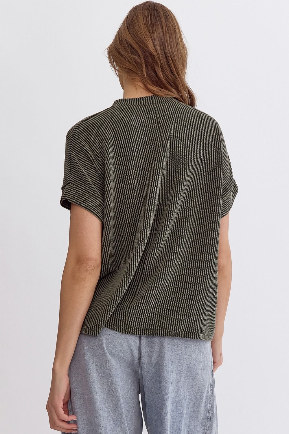 Betsy Ribbed Knit Top - Olive