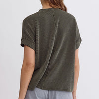 Betsy Ribbed Knit Top - Olive