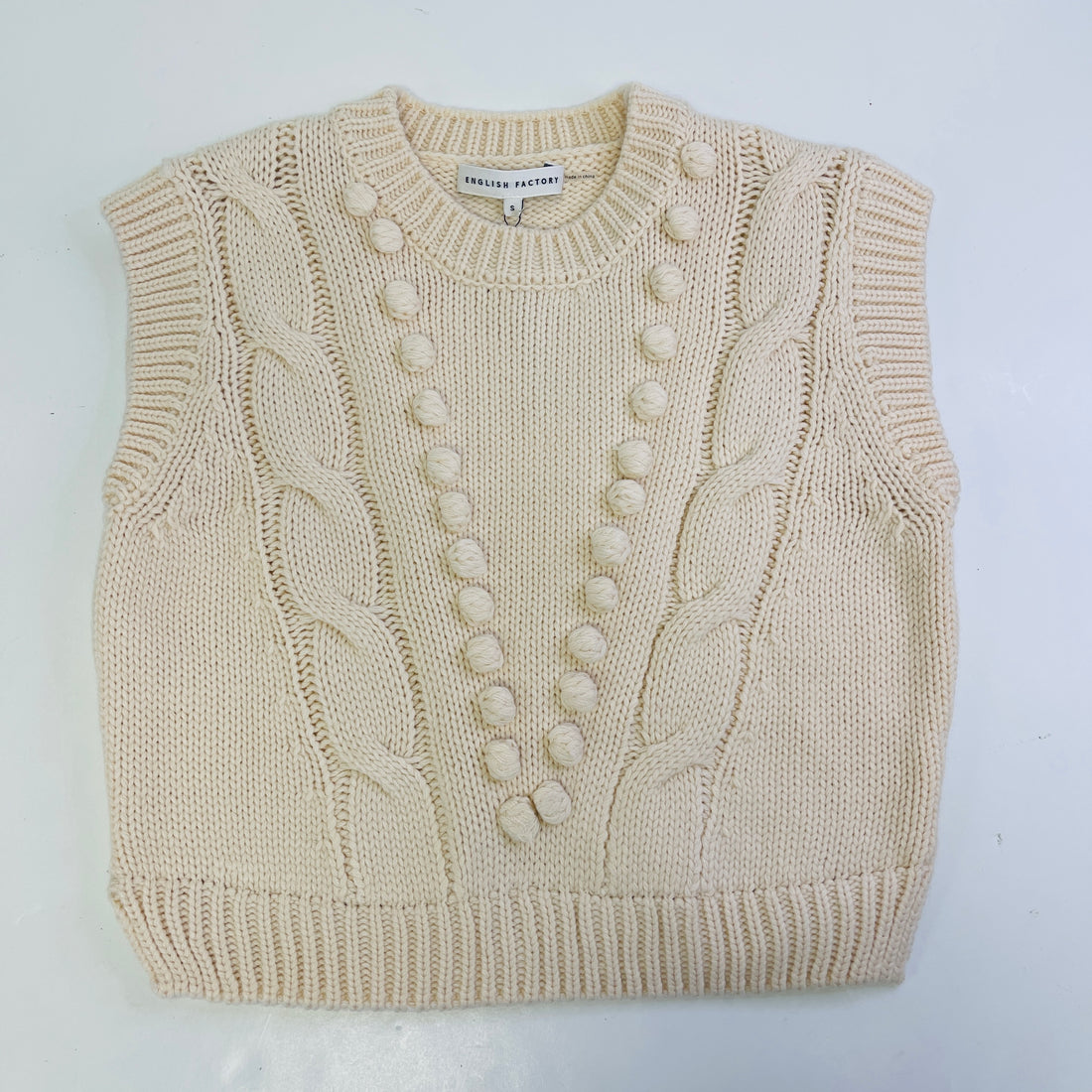 Mixed Media Cable Sweater Cream