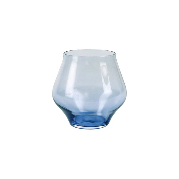 Vietri Contessa Blue Stemless Wine Glass