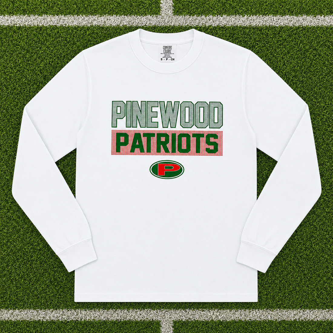 Pinewood Patriots Dot Comfort Colors Long Sleeve Tshirt