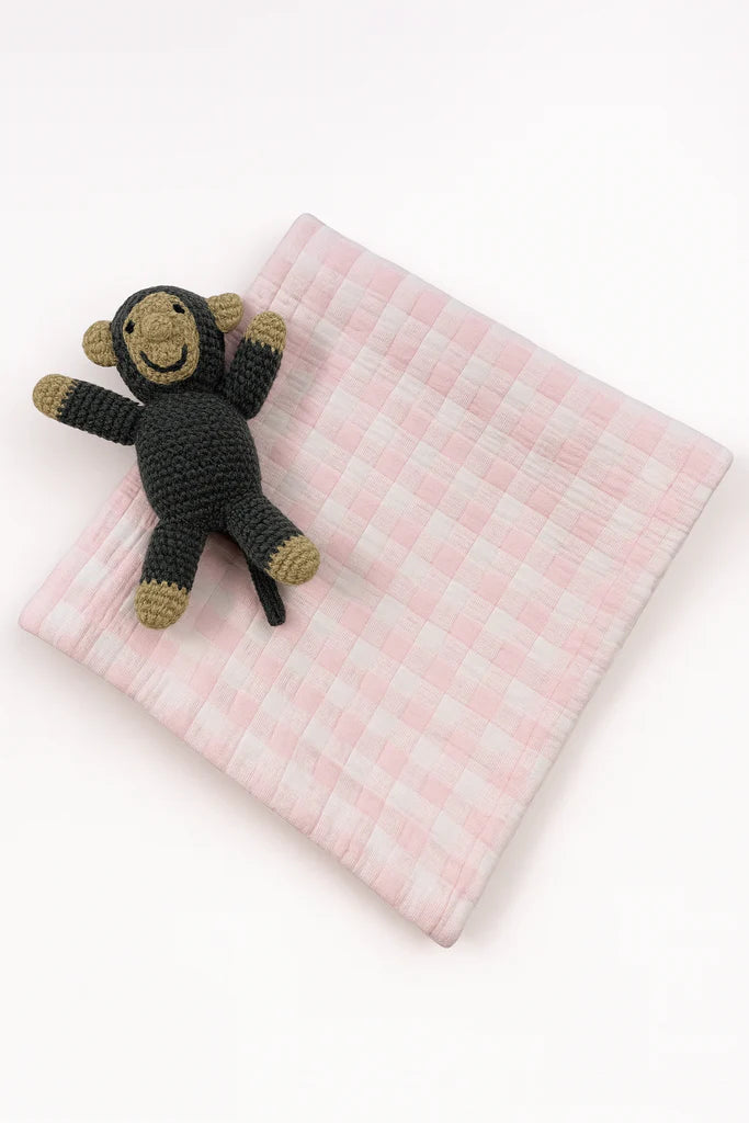 Gingham Check Baby Crib Blanket
