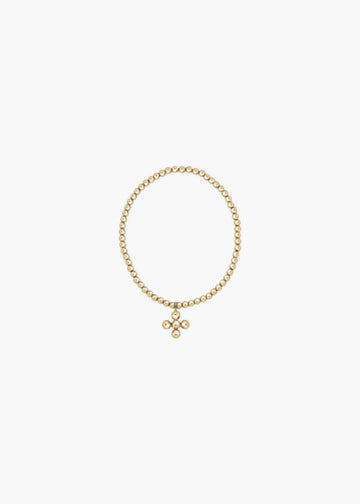 Enewton Classic Gold 3mm Bead Bracelet Classic Beaded Signature Cross Gold Charm 4mm