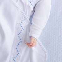 Beaufort Bonnet Sweetly Smocked Blessing Blanket - Worth Ave White/Buckhead Blue/Park City Periwinkle