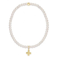 Enewton Classic Pearl 3mm Bead Bracelet - Signature Cross Gold Charm