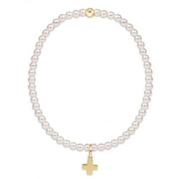 Enewton Classic Pearl 3mm Bead Bracelet - Signature Cross Gold Charm