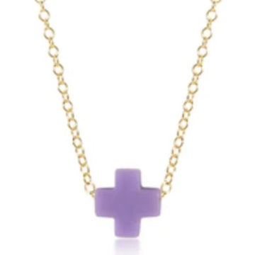 Enewton Egirl 14" Necklace Gold - Signature Cross Small Purple