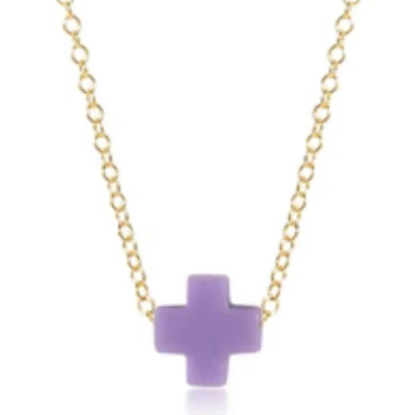 Enewton Egirl 14" Necklace Gold - Signature Cross Small Purple