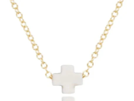 Enewton Egirl 14" Necklace Gold - Signature Cross Small Off-White