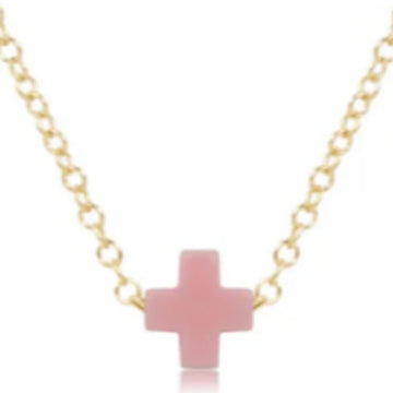 Enewton Egirl 14" Necklace Gold - Signature Cross Small Pink