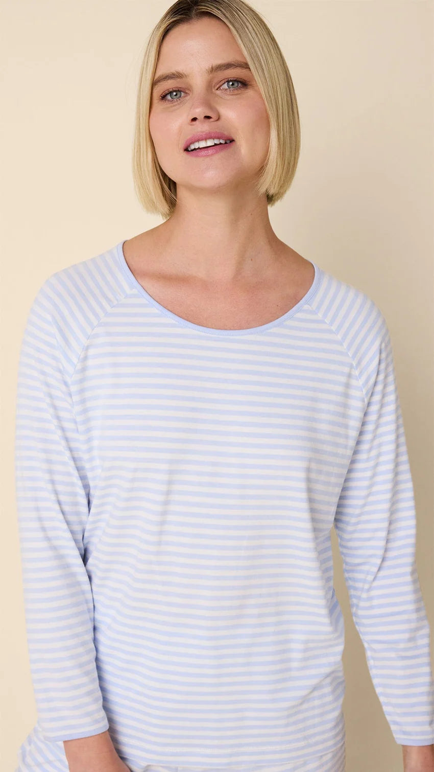 Essential Stripe Pima Knit Simple Set - Heavenly Blue