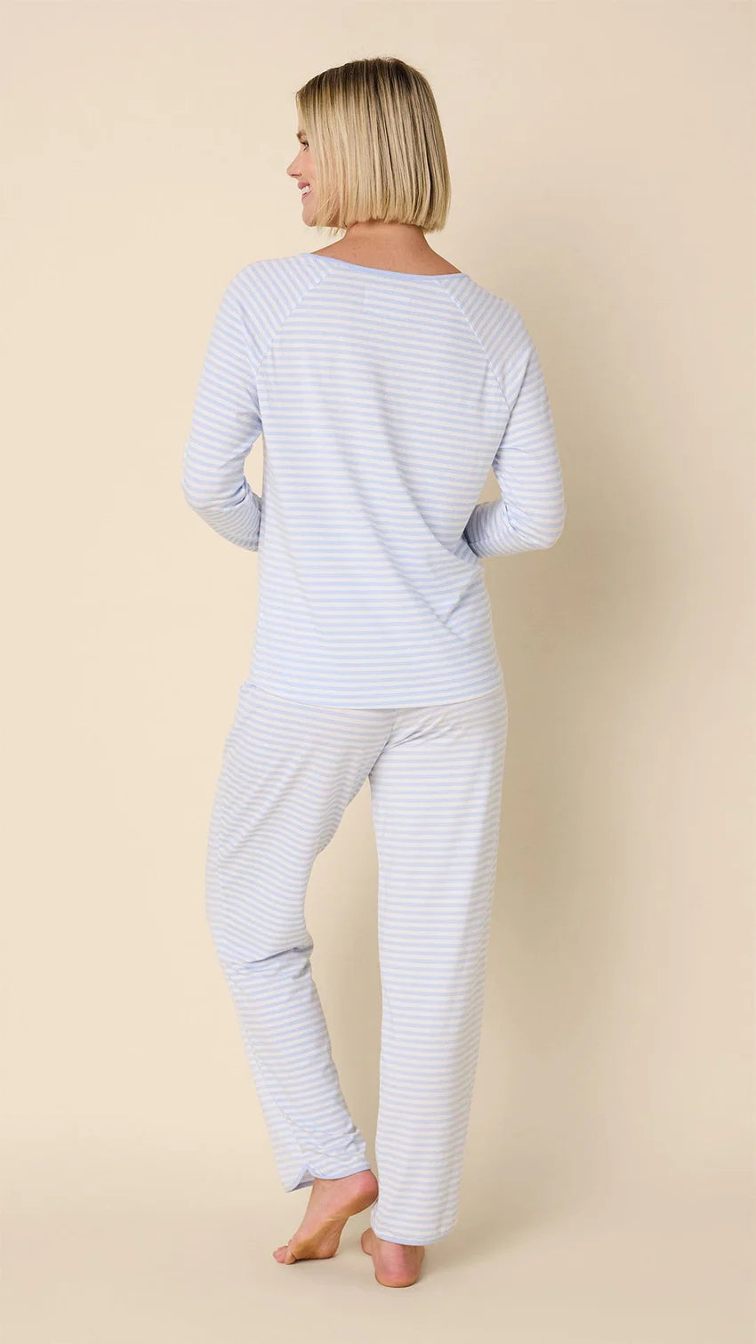 Essential Stripe Pima Knit Simple Set - Heavenly Blue