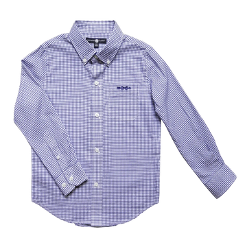 Brown Bowen Button Down Shirt-Blue Windowpane