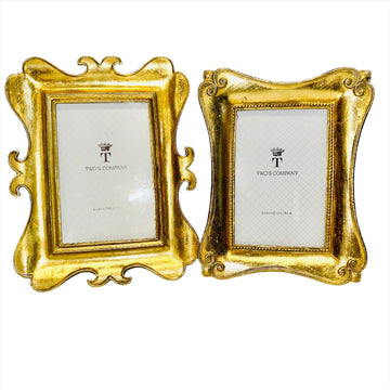 Two Co Brocante Distressed Gold Leaf Photo Frames