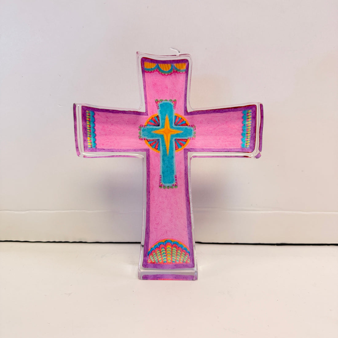 Pastel Cross Acrylic Shelf Sitter