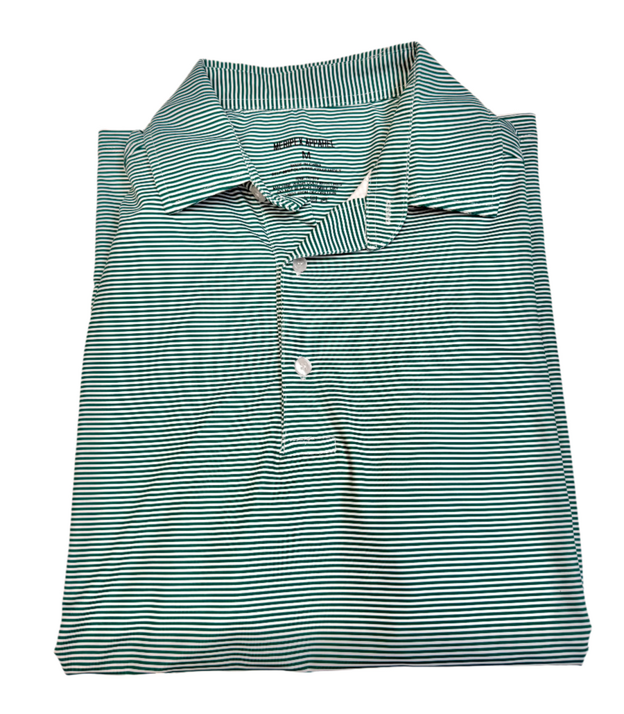 Men's Green & White Stripe Polo
