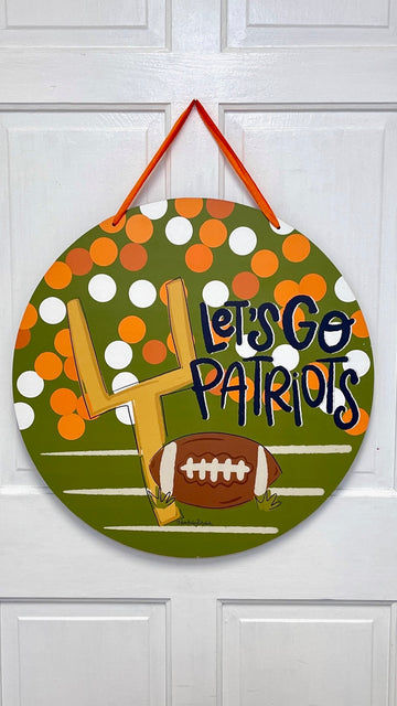 Doodles by Rebekah Let's go Patriots Door hanger