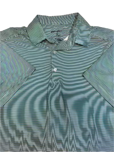 Men's Green & White Stripe Polo