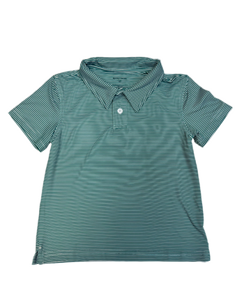 Youth Green & White Stripe Polo