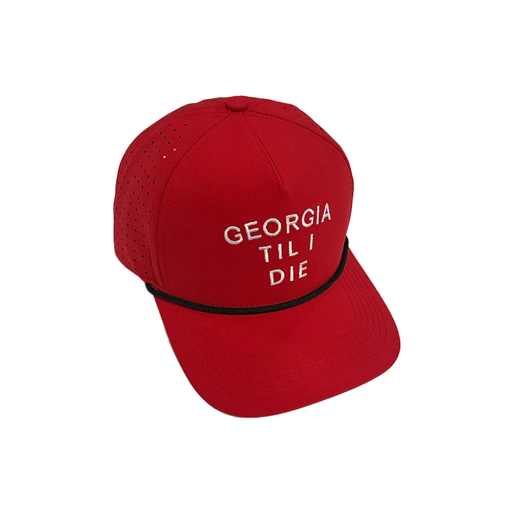 Peach State Pride Georgia Til I Die Performance Web Back Hat- Red