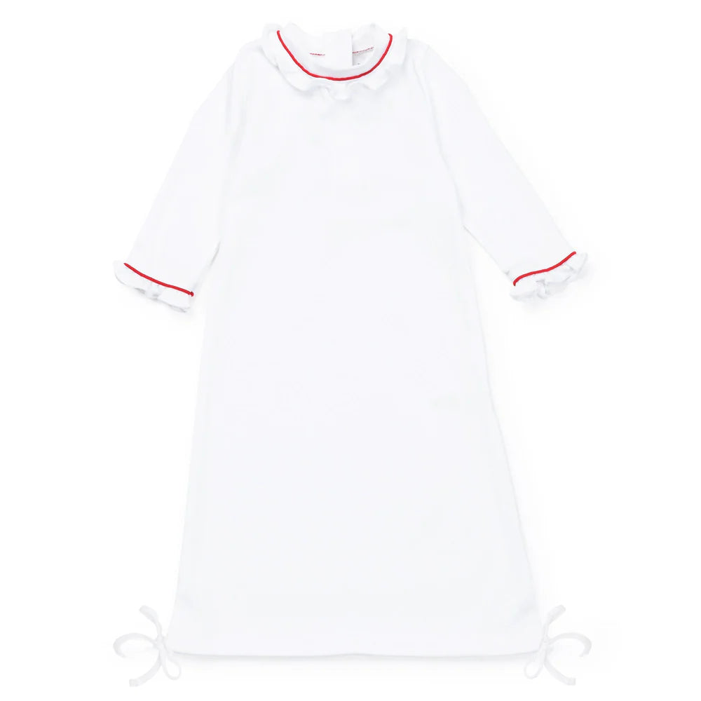 L+H Girls Georgia Daygown White with Red Piping