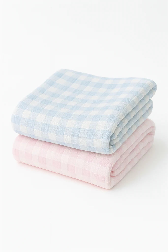 Gingham Check Baby Crib Blanket