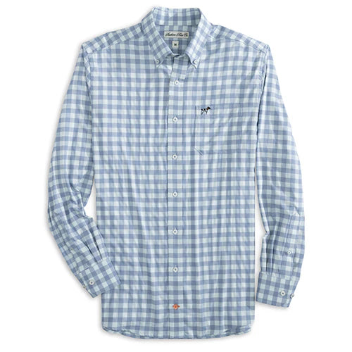 Southern Point Hadley Luxe Lite Button Down Bermuda Plaid - Sky Blue