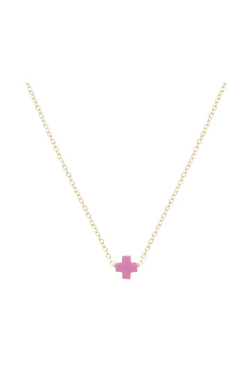 Enewton Egirl 14" Necklace Gold - Signature Cross Small Bright Pink