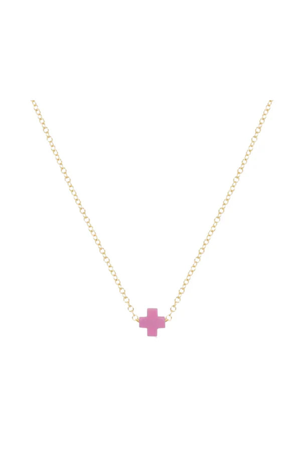 Enewton Egirl 14" Necklace Gold - Signature Cross Small Bright Pink